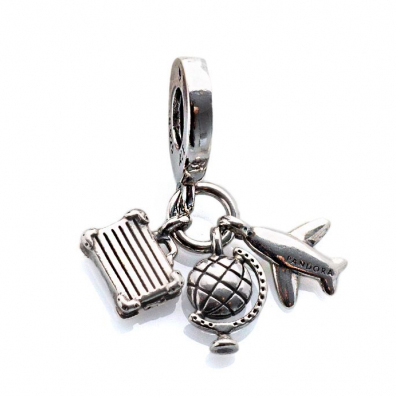 Women's 'Airplane, Globe & Suitcase Dangle' Charm