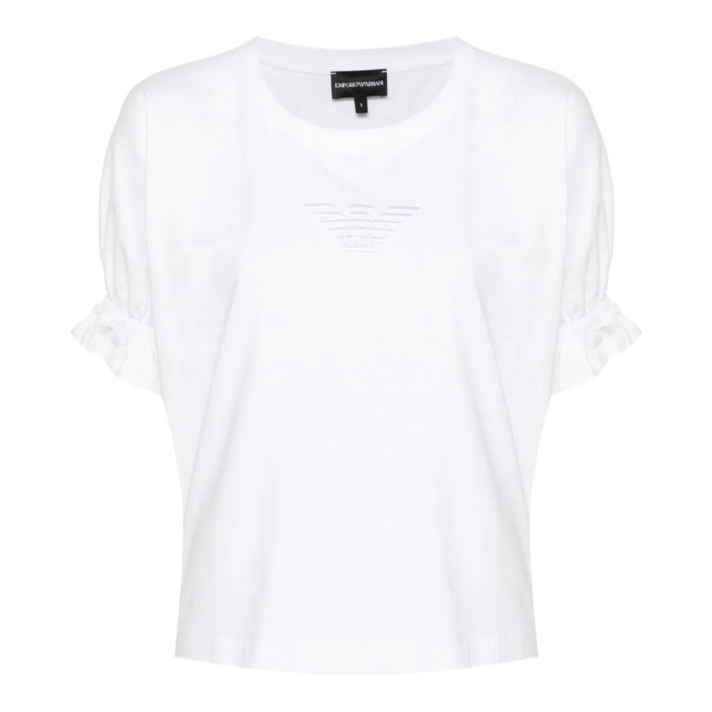 Women's 'Logo-Embroidered Elasticated-Cuffs' T-Shirt