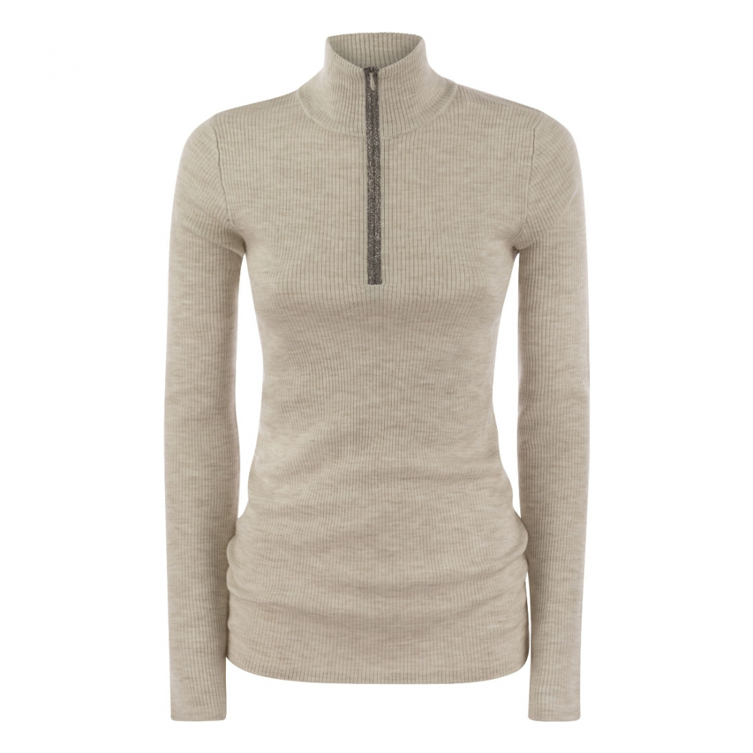 'Lightweight Ribbed Half Zip' Pullover für Damen