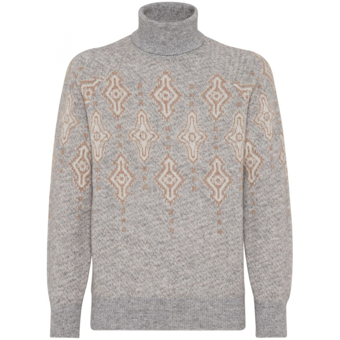 'Patterned-Intarsia' Rollkragenpullover für Herren