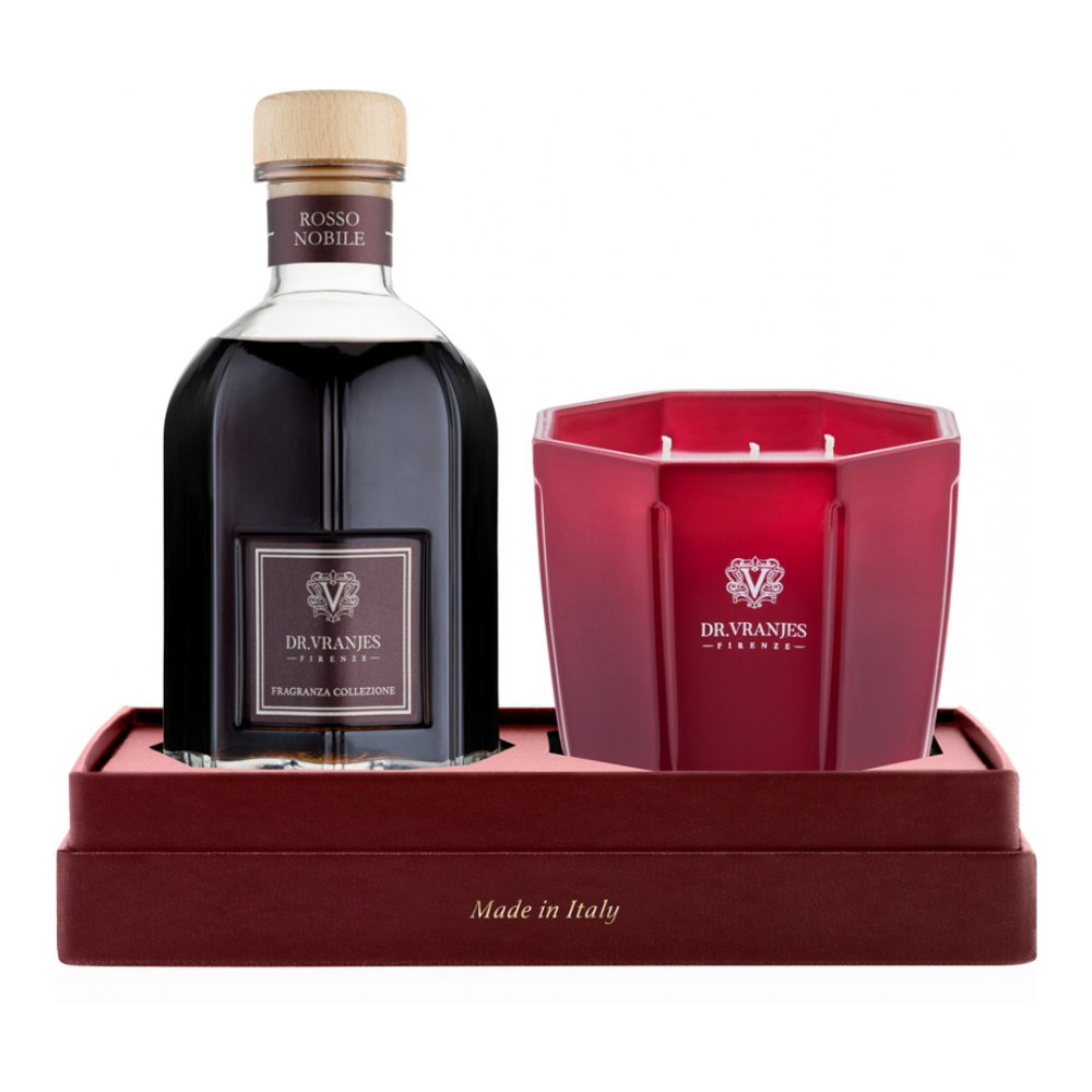 Ensemble bougie et diffuseur 'Rosso Nobile' - 500 ml, 2 Pièces