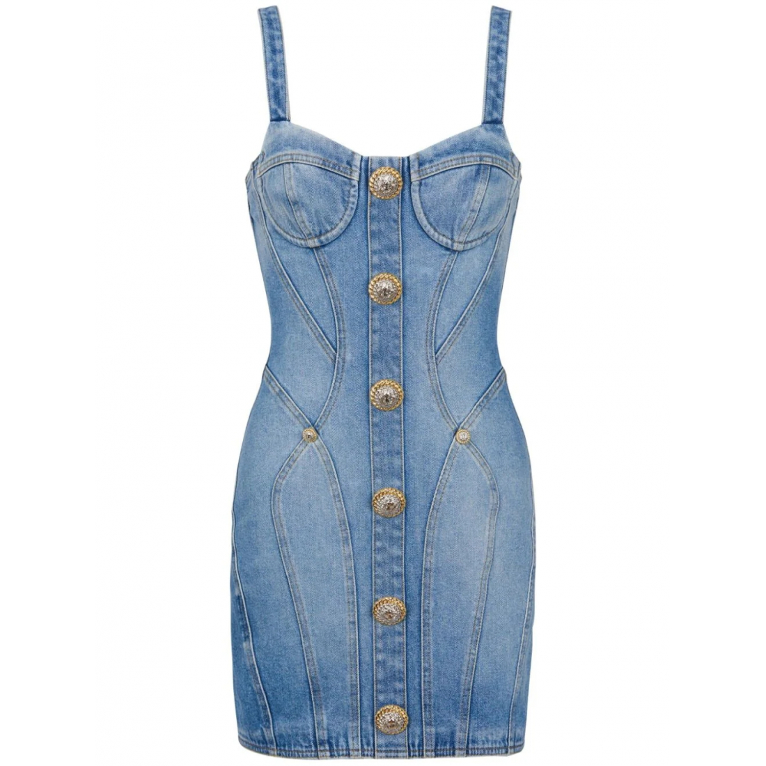 Robe mini 'Button-Embellished Denim' pour Femmes