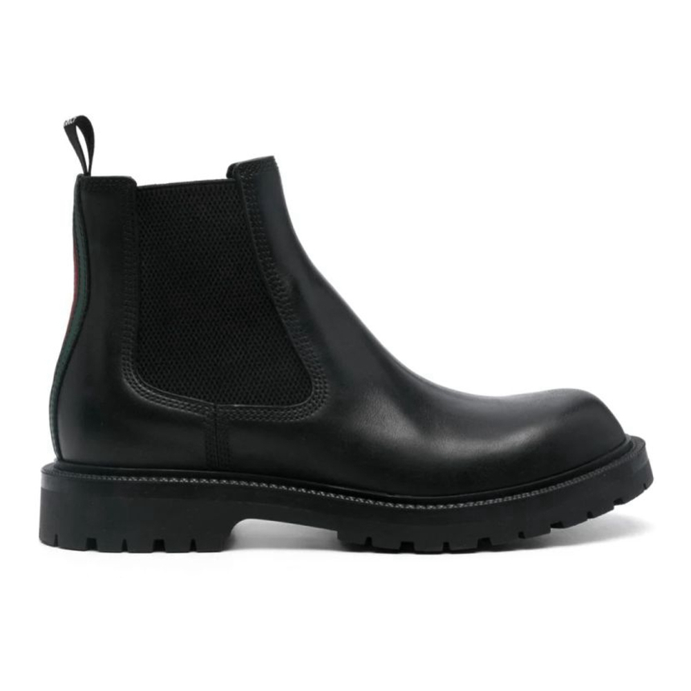 Men's 'Web Stripe-Trim' Chelsea Boots