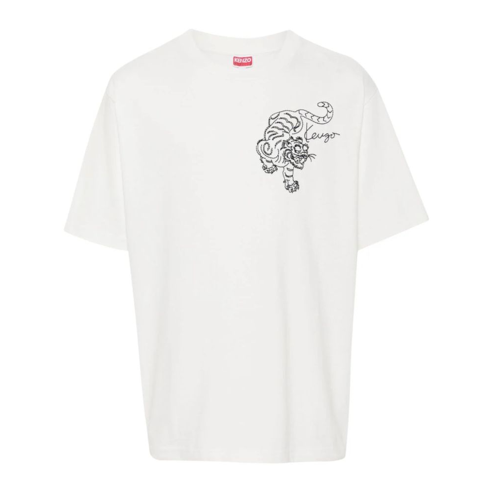 'Tiger-Embroidered' T-Shirt für Herren