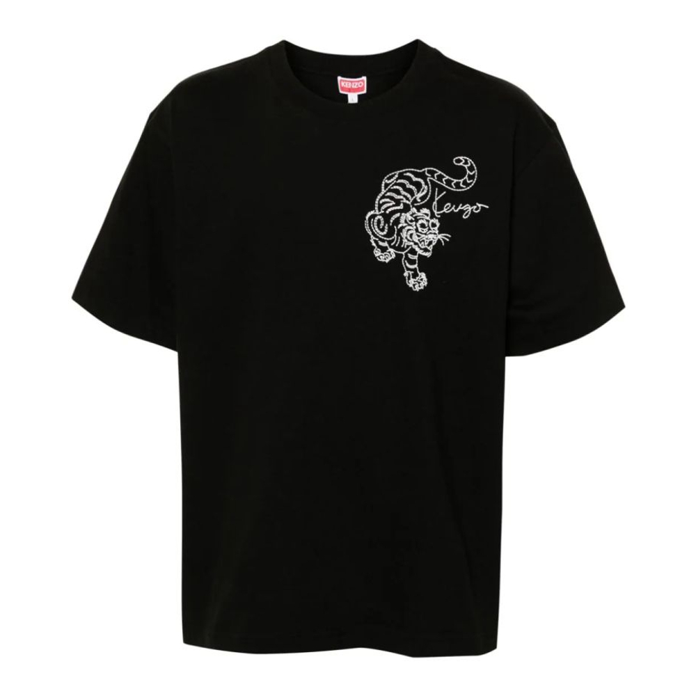 'Tiger-Embroidered' T-Shirt für Herren