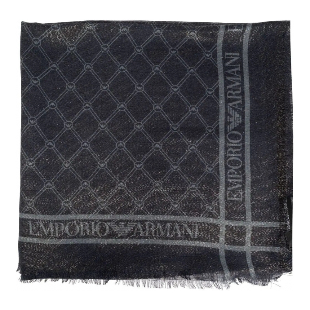 Women's 'Logo-Jacquard Frayed' Wool Scarf