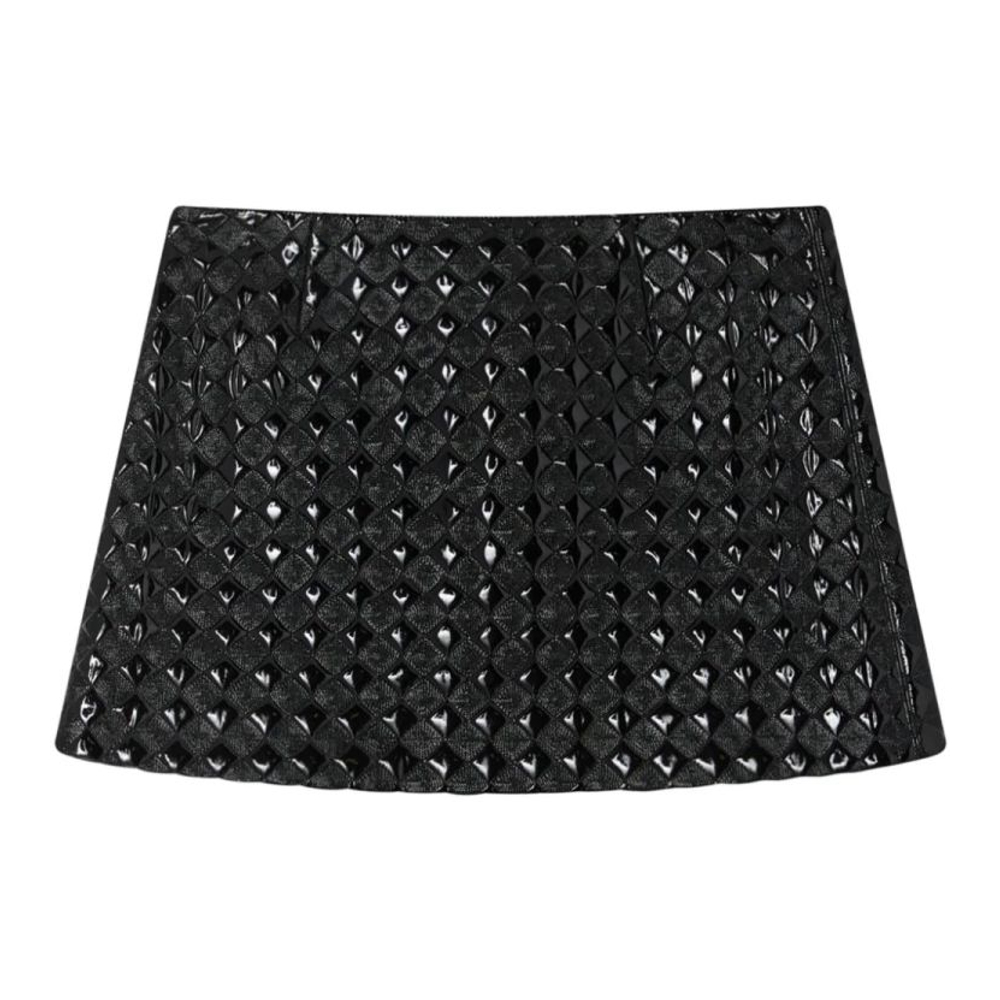 Women's 'Grass Patent-Like Quilted' Mini Skirt