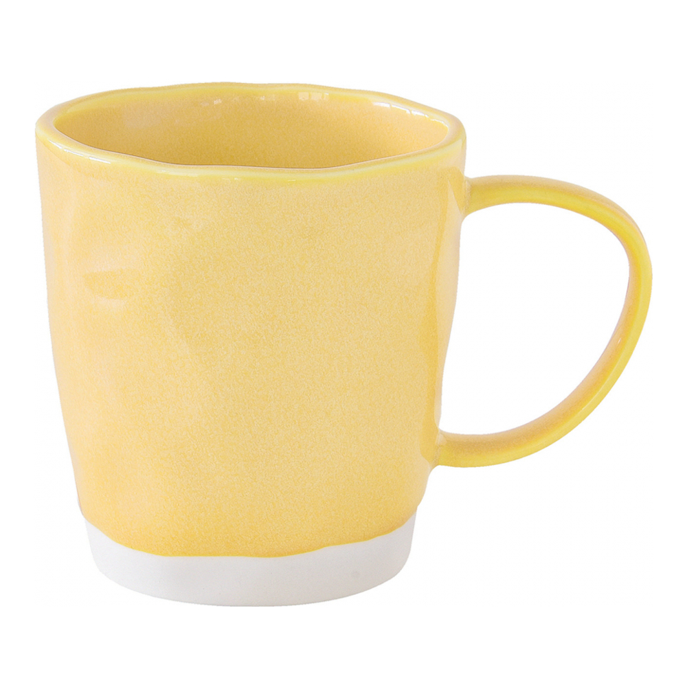 Set Of 6 Porcelain Mugs 350 ml Yellow Interior