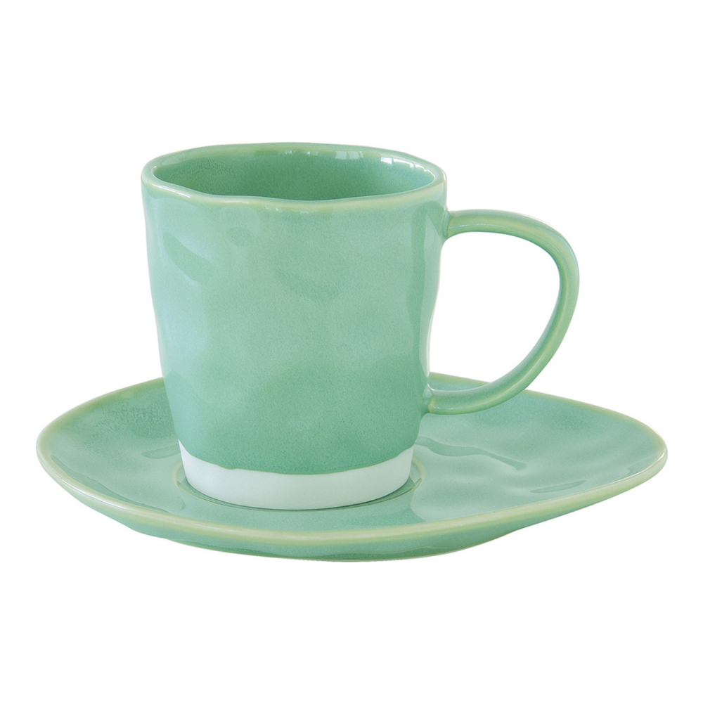 Set Of 6 Porcelain Coffee Cups And Saucers 120 ml Interiors Aqua