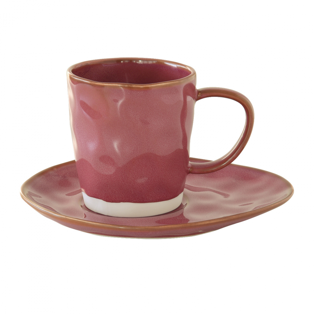 Set Of 6 Porcelain Coffee Cup And Saucer 120 ml Bordeaux Interior