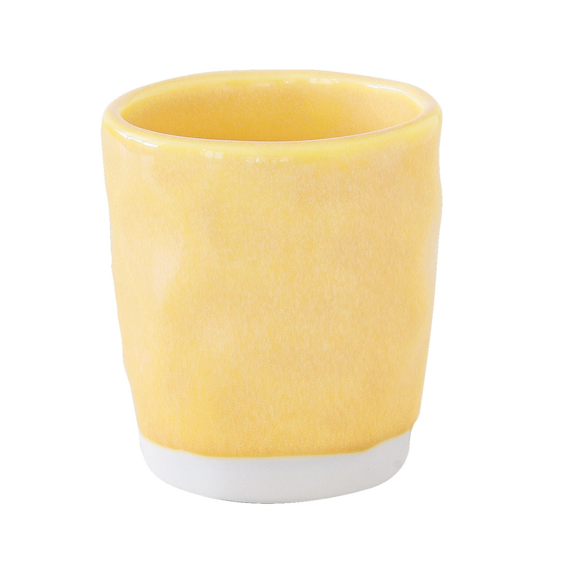 Set Of 6 Porcelain Coffee Cups 120 ml Yellow Interior