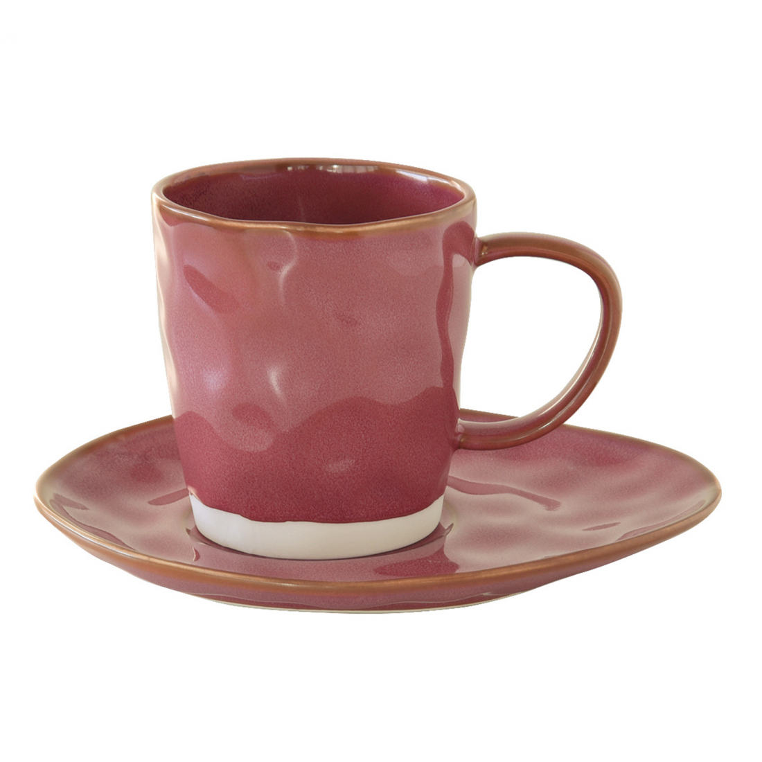 Set Of 6 Porcelain Cup And Saucer 250 ml Bordeaux Interior