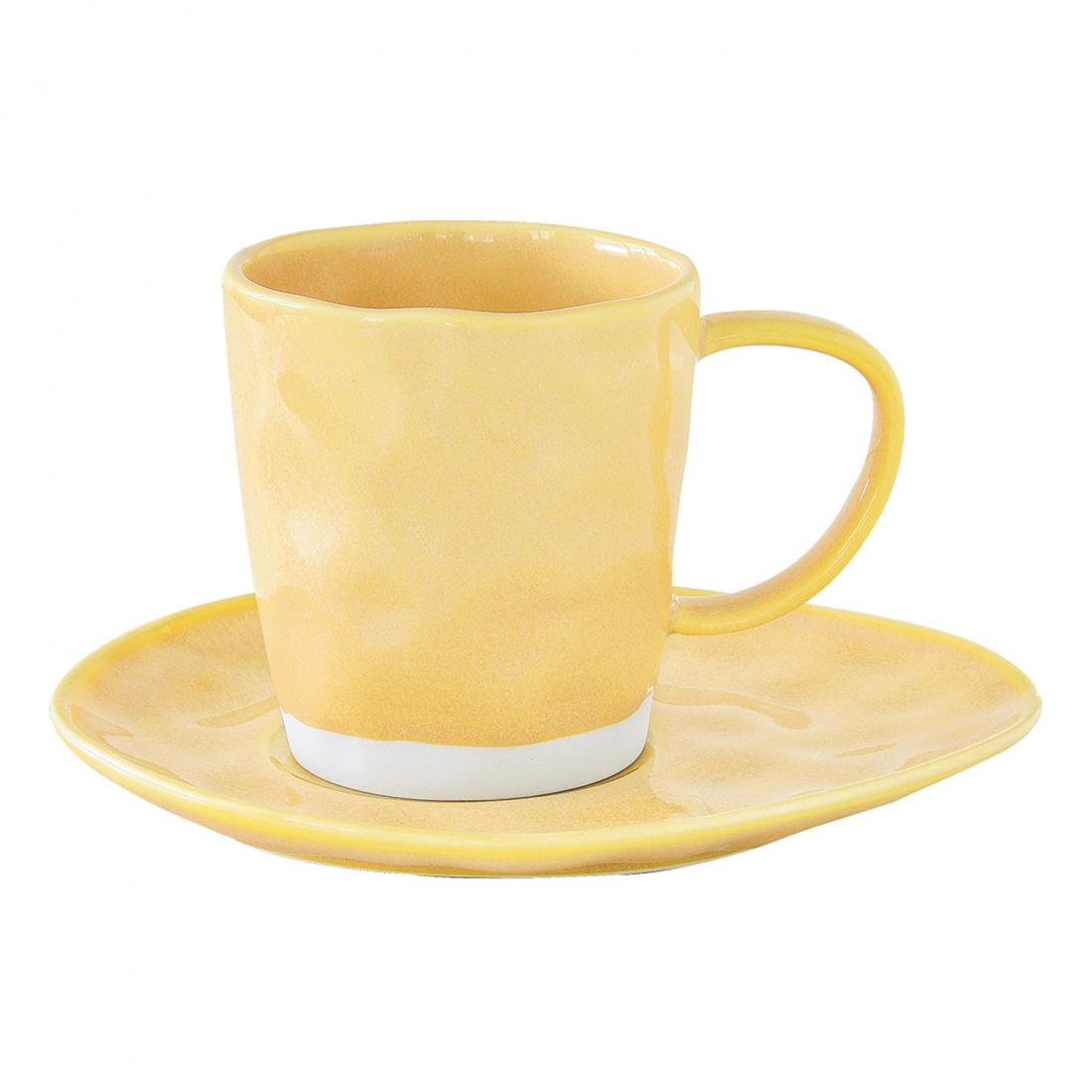 Set Of 6 Porcelain Cup And Saucer Of 250 ml Yellow Interior