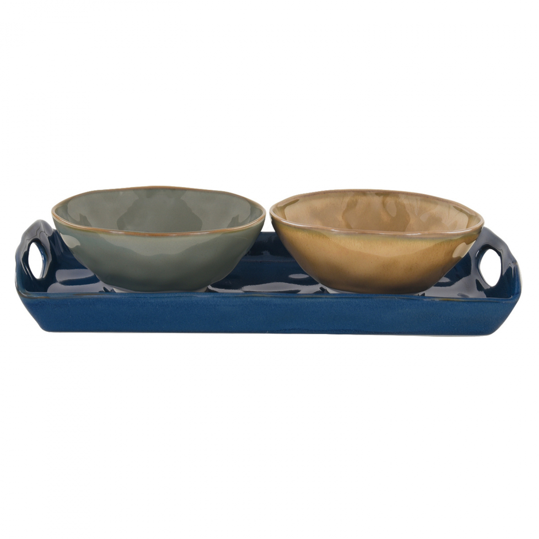 Tray Set 28X14 cm With 2 Porcelain Bowls Ø 12 cm Interiors