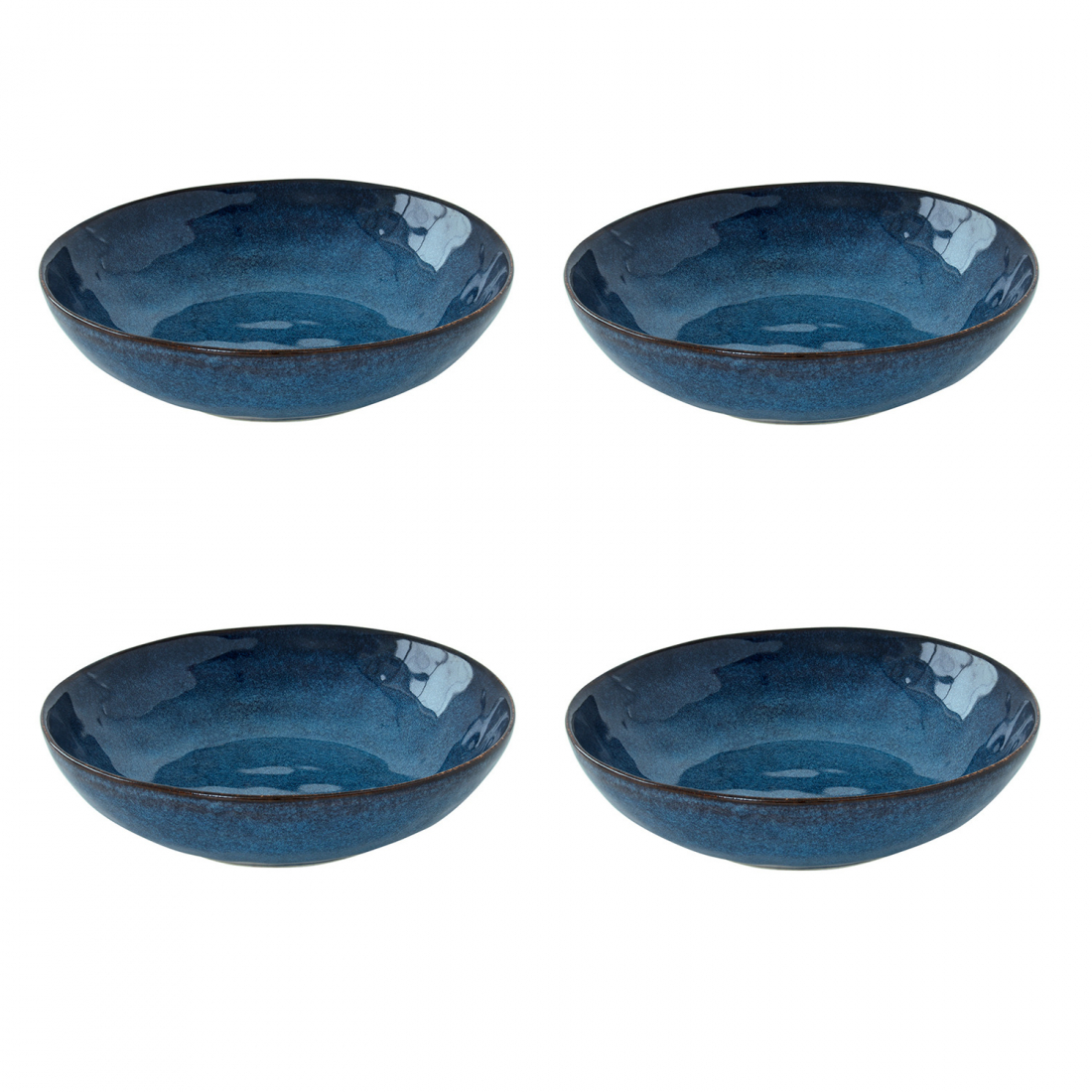 Set Of 4 Deep Plates Ø 21 cm In Genesis Blue Stoneware