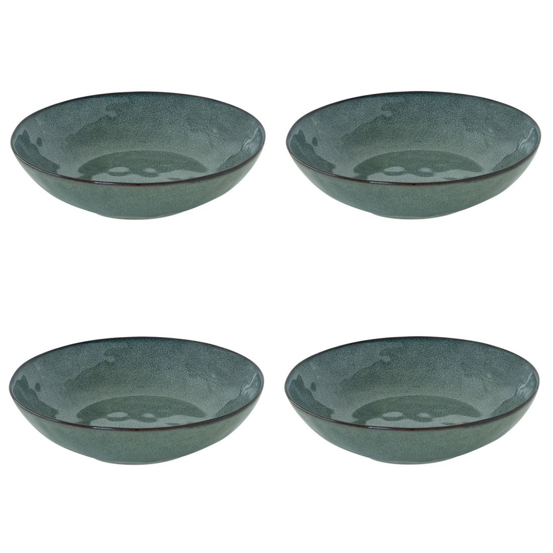 Set Of 4 Deep Plates Ø 21 cm In Genesis Green Stoneware