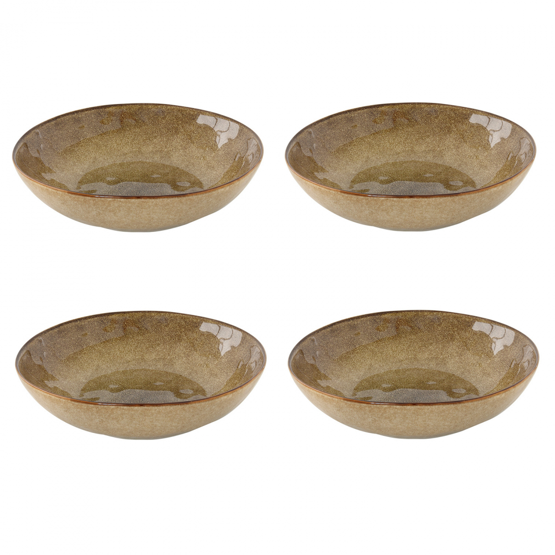 Set Of 4 Deep Plates Ø 21 cm In Genesis Terra Stoneware