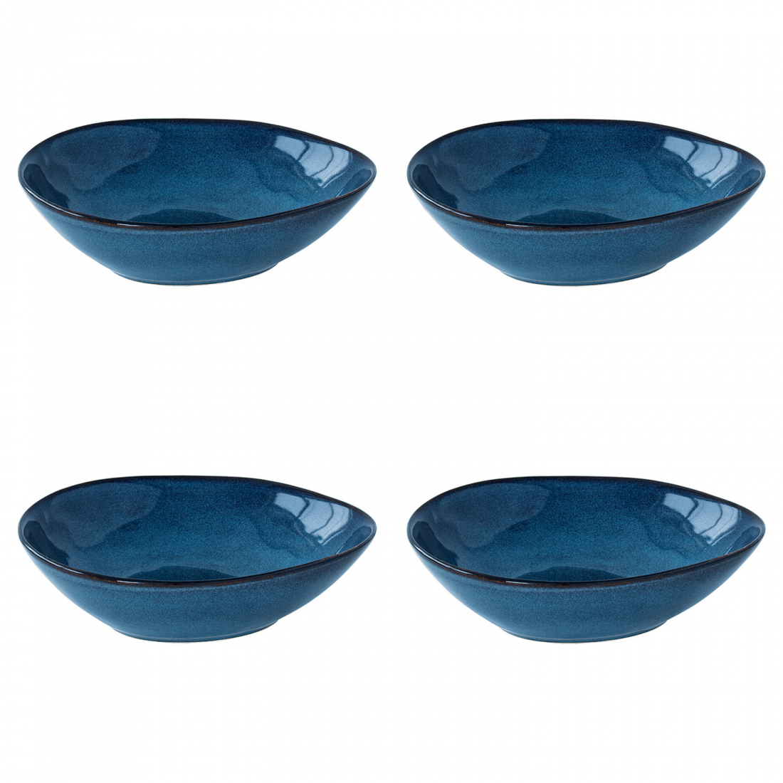 Set Of 4 Deep Plates 21X17 cm In Genesis Blue Stonware