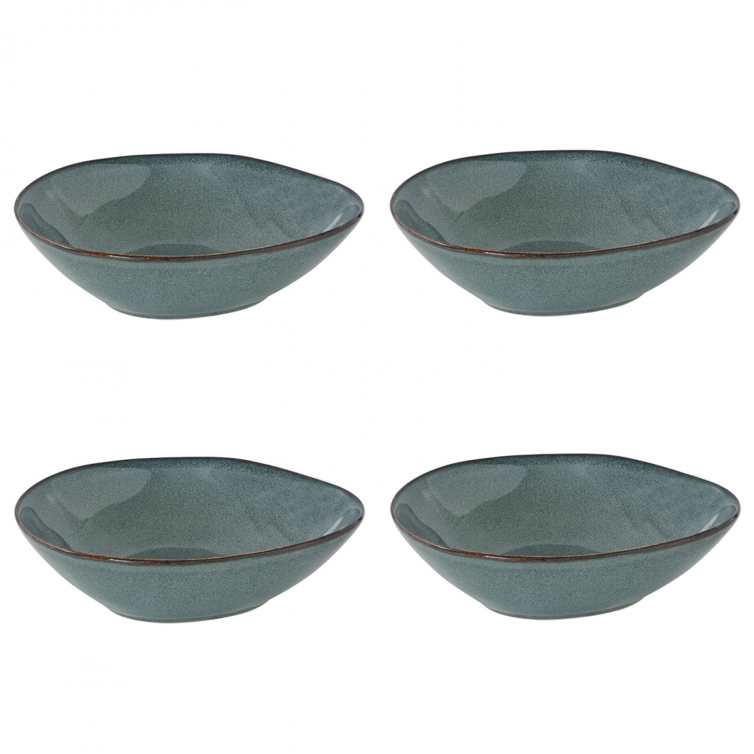 Set Of 4 Deep Plates 21X17 cm In Genesis Green Stonware