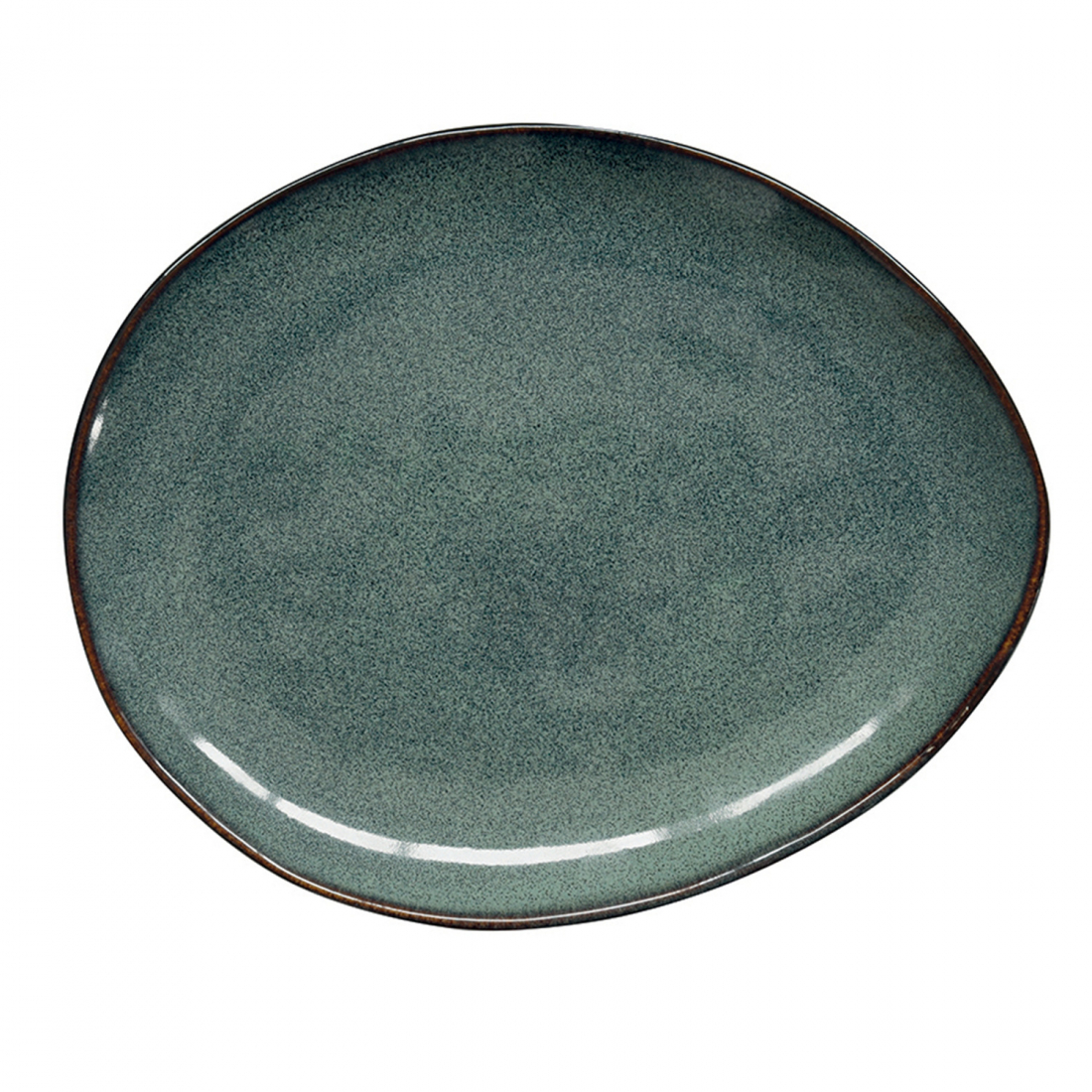 Set Of 4 Dessert Plates 20.5X16.5 cm In Genesis Green Stoneware