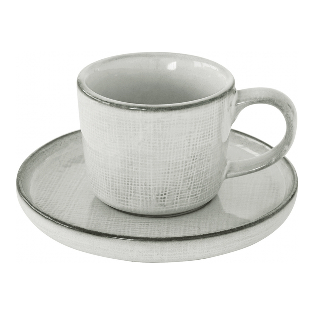 Set Of 6 Stoneware Cup And Saucer 200 ml Country Grey