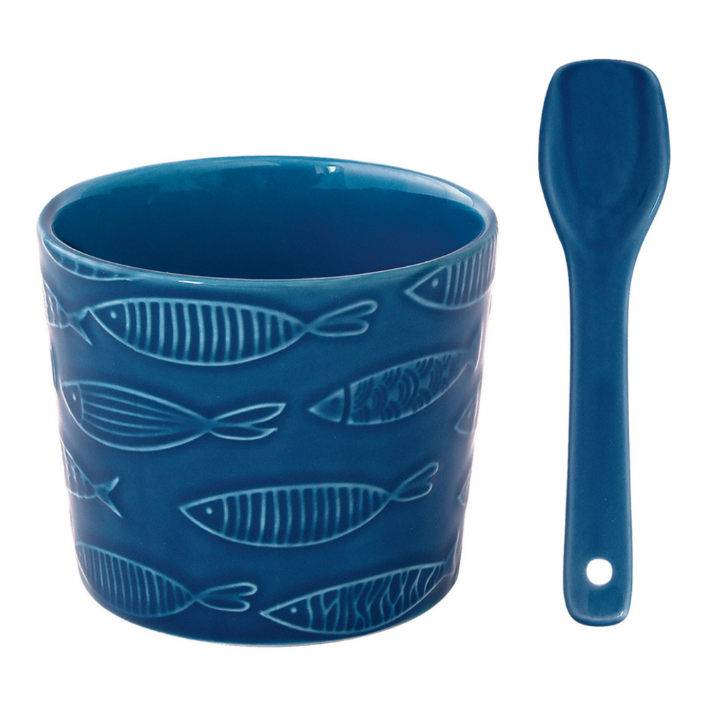 Porcelain Ice Cream Cup Diameter 8.5 cm With Spoon In Sea Life Box