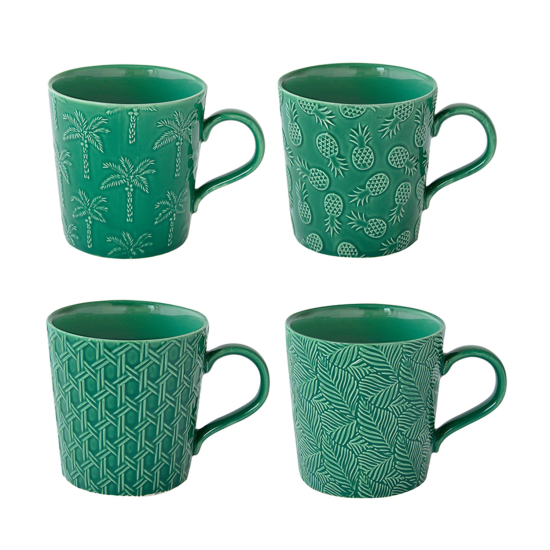 Set Of 4 Porcelain Mugs Of 380 ml In Tropicana Box