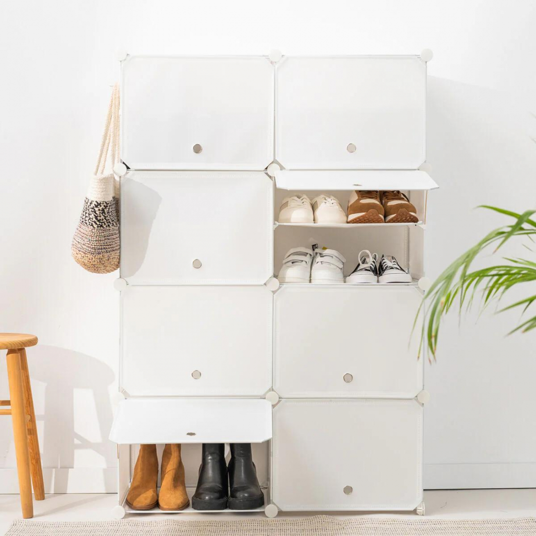 Modular Shoe Cabinet 28 pairs white