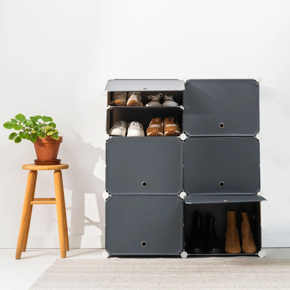 Modular Shoe Cabinet 20 pairs Grey