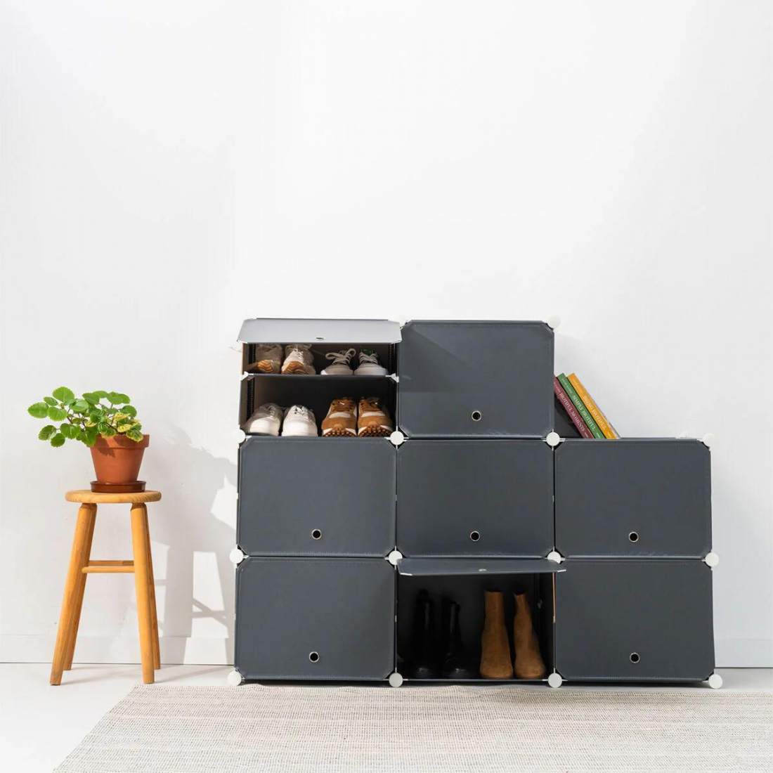 Modular Shoe Cabinet 28 pairs Grey