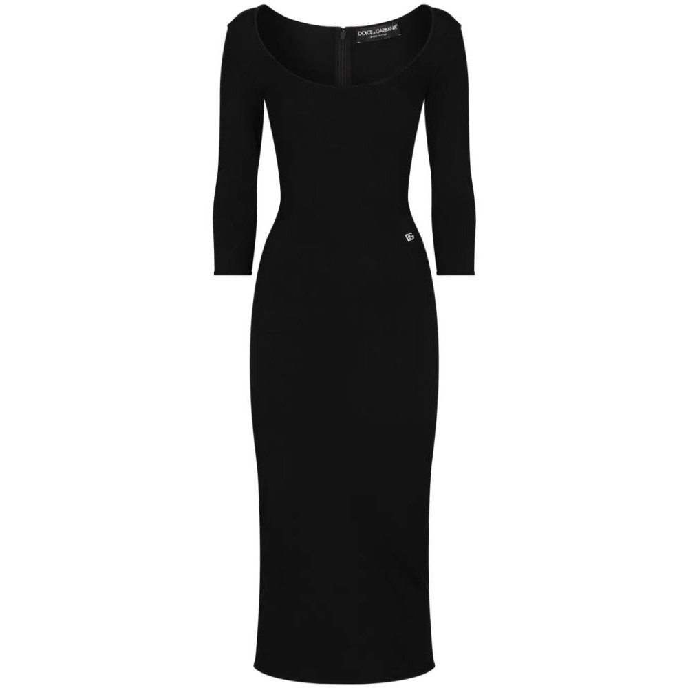 'Logo-Plaque' Midi Kleid für Damen