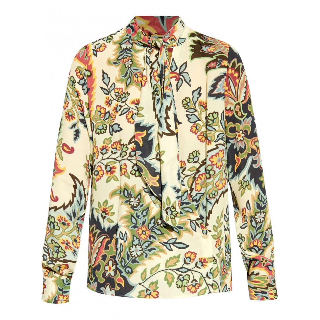 Women's 'Botanical Scarf Collar' Long Sleeve Blouse