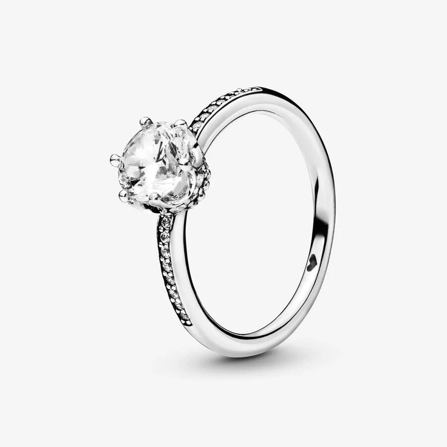 Women's 'Clear Sparkling Crown Solitaire' Ring