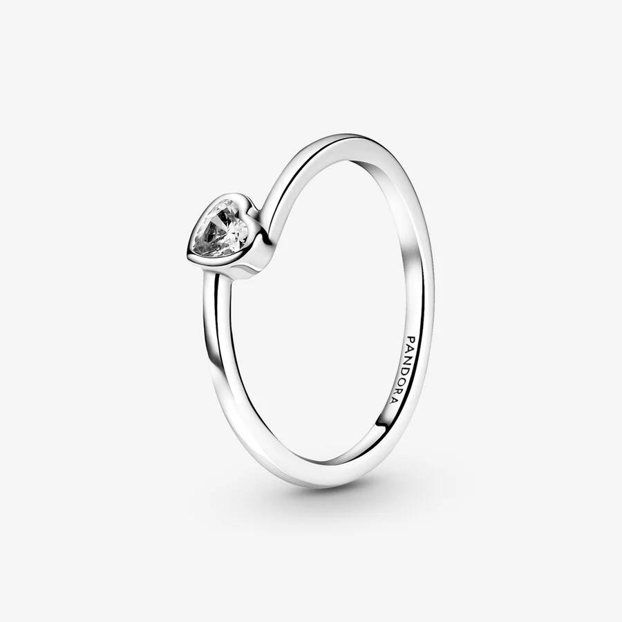 Women's 'Clear Tilted Heart Solitaire' Ring