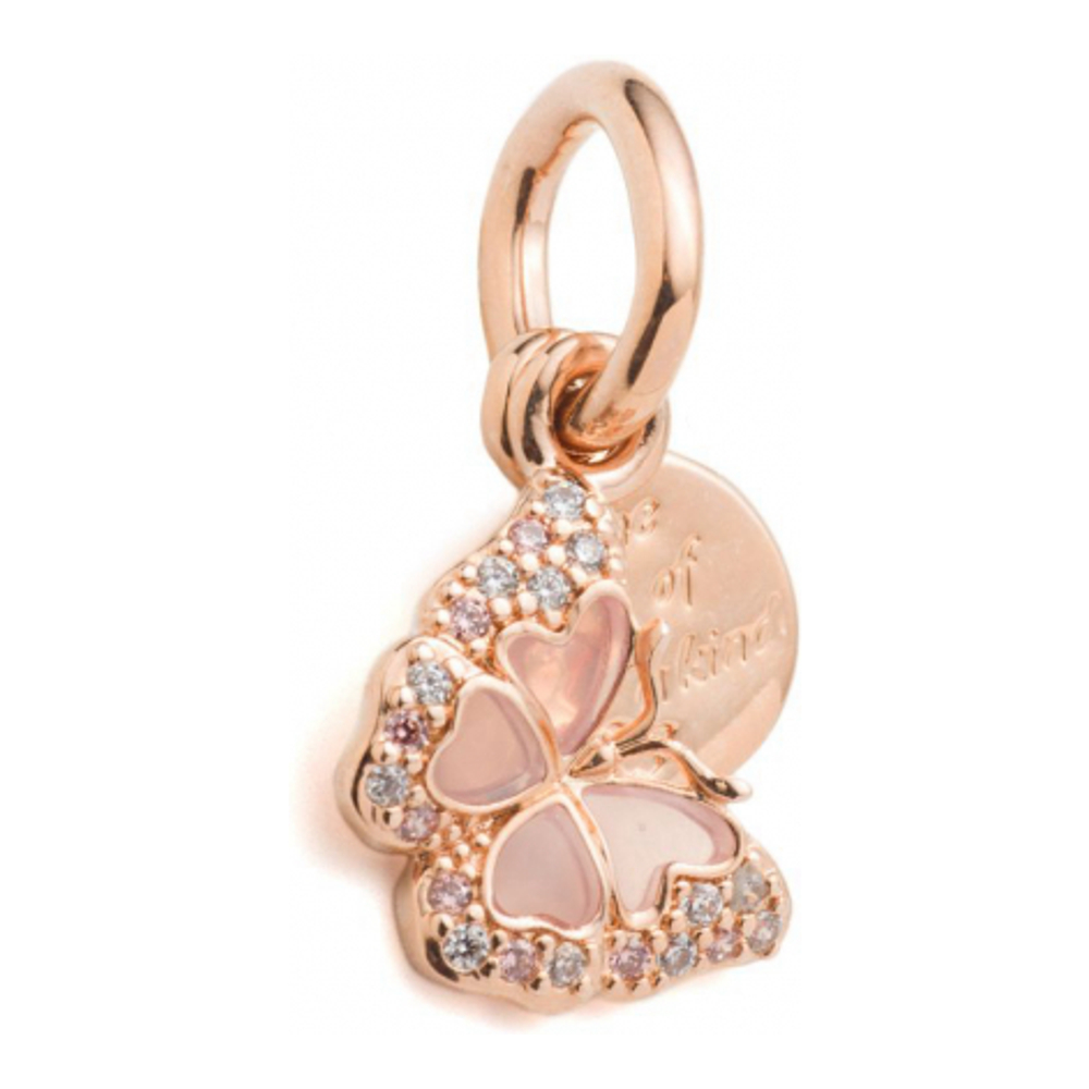 Charm 'Pink Butterfly & Quote Double Dangle' pour Femmes