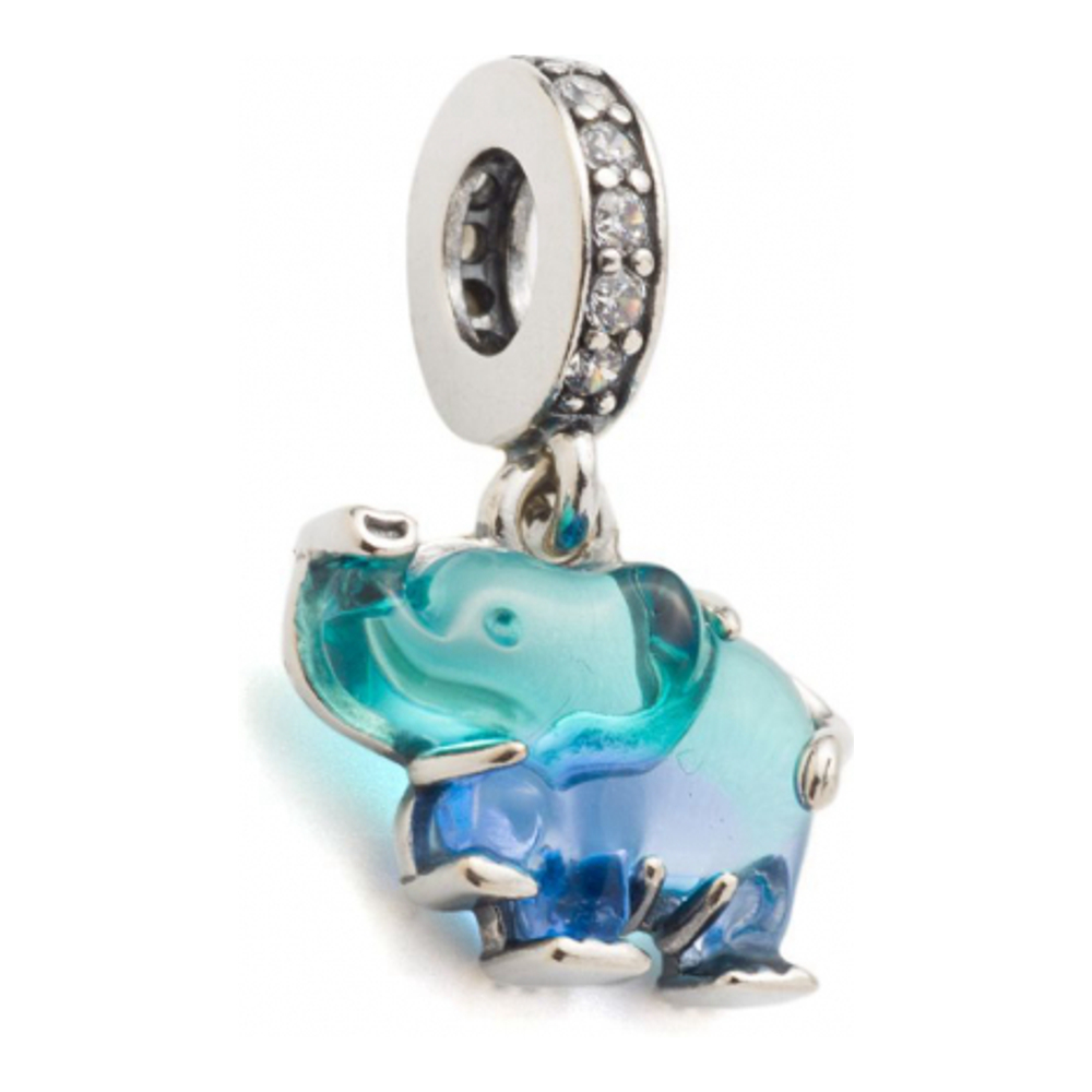 'Blue Murano Glass Elephant Dangle' Charm für Damen