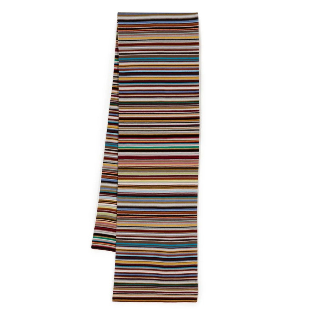 Men's 'Stripe-Pattern' Wool Scarf