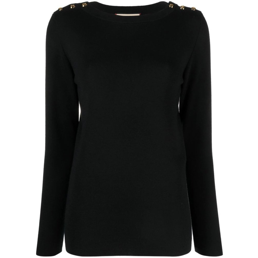 'Knitted Buttoned-Shoulder' Pullover für Damen