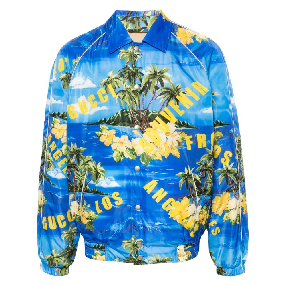 Men's 'Tropical-Print Padded' Bomber Jacket