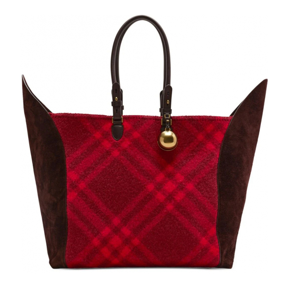 Women's 'Large Shield Checked Panelled' Tote Bag