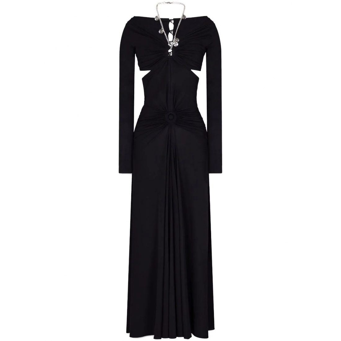 'Chain-Detail Draped' Langes Kleid für Damen