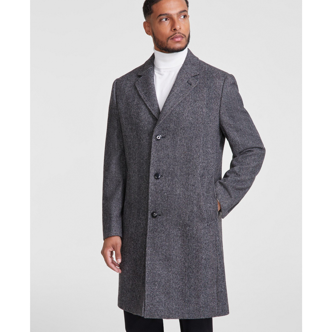 Men's 'Classic-Fit Herringbone' Overcoat