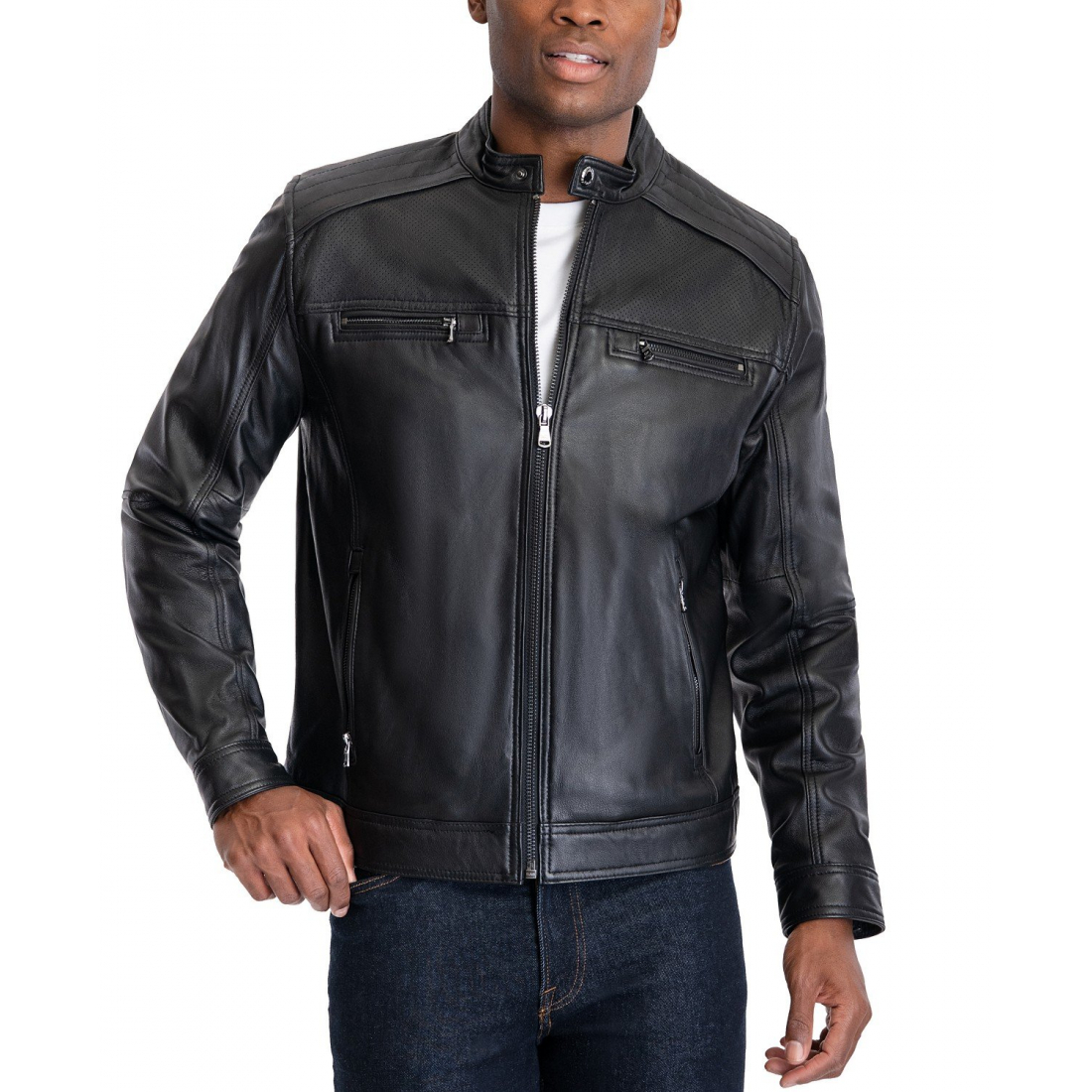 Men's 'Perforated' Biker Jacket