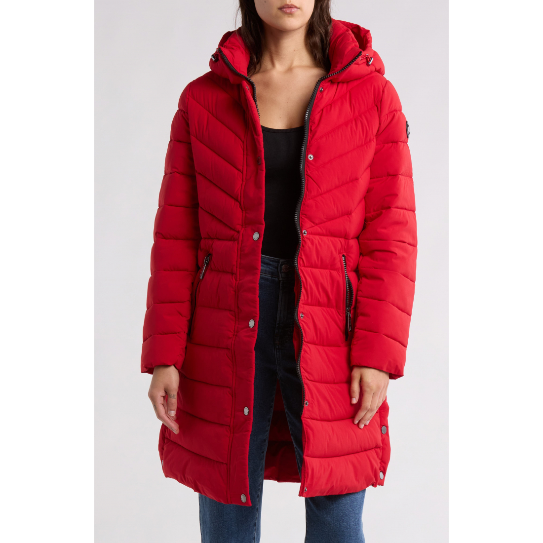 Women's 'Hooded 450 Fill Power Longline' Puffer Jacket