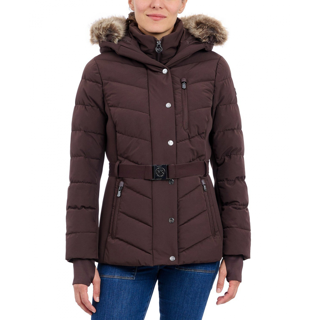 'Detail Back Hooded Puffer Coat' pour Femmes