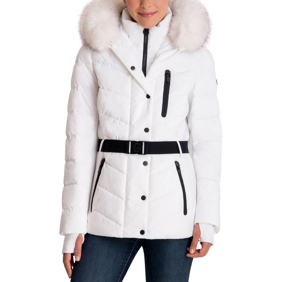 'Detail Back Hooded Puffer Coat' pour Femmes