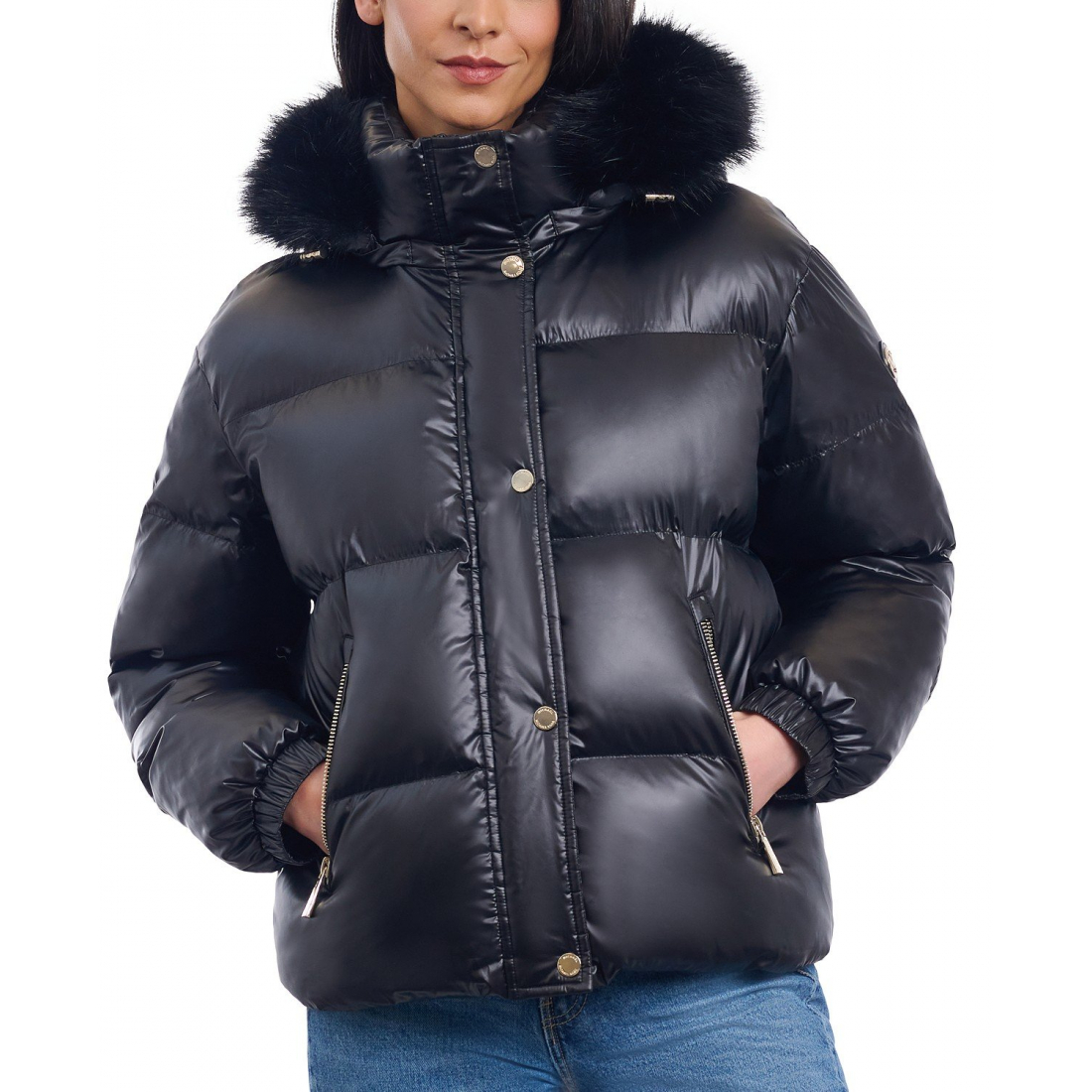 'Hooded Faux-Fur-Trim Puffer Coat' für Damen