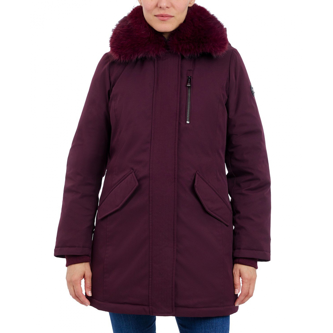 'Faux-Fur-Trim Hooded Puffer Coat' für Damen