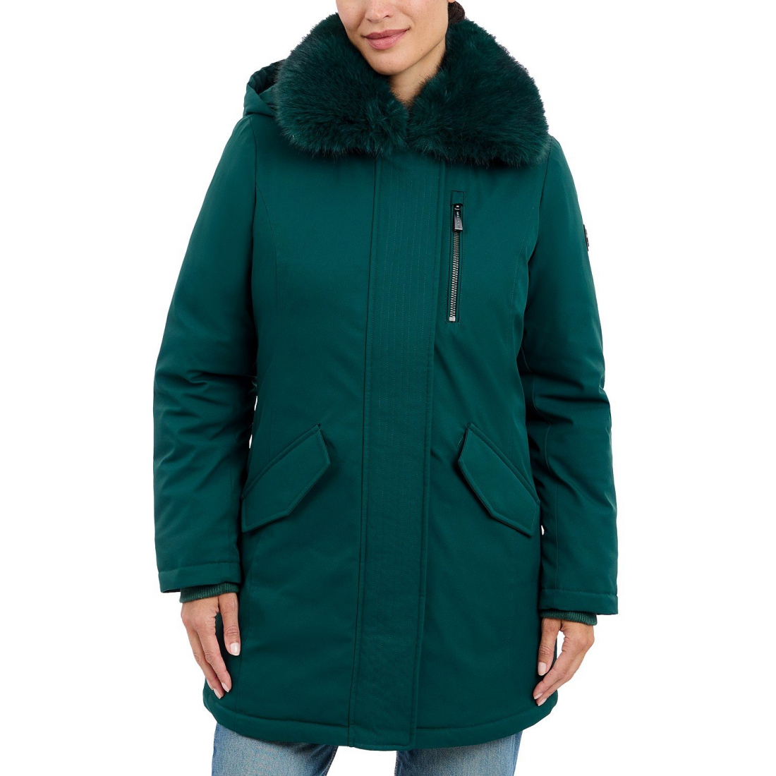 'Faux-Fur-Trim Hooded Puffer Coat' für Damen