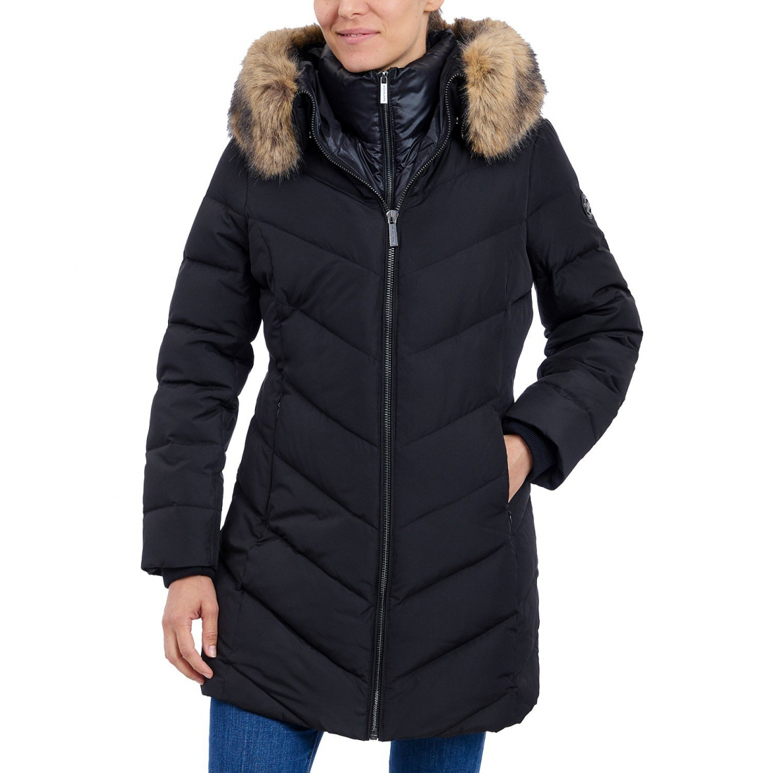 'Bibbed Hooded' Pufferjacke für Damen